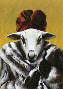 Vintage Diva Sheep Painting by Michael Thomas
