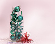 Vintage Glass Bottle with Green Christmas Ornaments Photograph by Cindy Shebley Vintage Glass Bottle with Green Christmas Ornaments Photograph by Cindy Shebley