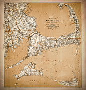 Vintage Map of Cape Cod and Vicinity Warm Sepia  Drawing by Carol Japp