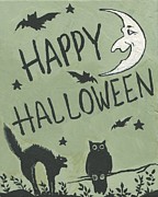 Vintage Moon Halloween Painting by Follow Themoonart
