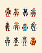Vintage robots collection Photograph by Delphimages Photo Creations