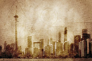 Vintage skyline of Toronto Mixed Media by Alex Mir