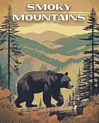 Vintage Smoky Mountains Bear Poster Digital Art by Dan Sproul Vintage Smoky Mountains Bear Poster Digital Art by Dan Sproul
