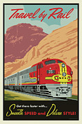 Vintage Travel by Rail Poster Digital Art by Jim Zahniser