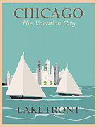 Vintage Travel Chicago Lakefront  Photograph by Carol Japp