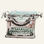 Vintage Typewriter Watercolor II Painting by Ink Well