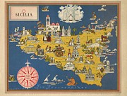 Vsevolode Nicouline - Giovanni de Agostini - Sicilia - 1943 Digital Art by Vintage Map Vsevolode Nicouline - Giovanni de Agostini - Sicilia - 1943 Digital Art by Vintage Map