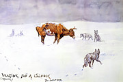 Waiting for a Chinook 1903 Painting by Charles Marion Russell