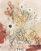 Warm Florals Drawing by Earth and Sky Illustration and Design