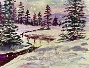 Watercolor and Gouache Snowscape Painting by Larry Whitler