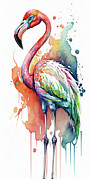 Watercolor Animal 63 Flamingo Digital Art by Matthias Hauser