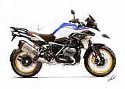 Watercolor BMW R1250GS motorcycle - oryginal artwork by Vart Painting by Vart