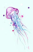 Watercolor Jellyfish Drawing by Ludwig Van Bacon