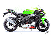 Watercolor Kawasaki Ninja ZX10R motorcycle - oryginal artwork by Vart. Painting by Vart Studio Watercolor Kawasaki Ninja ZX10R motorcycle - oryginal artwork by Vart. Painting by Vart Studio