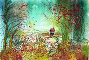 Whimsical Cottage in a Field of WildflowersWatercolor Painting by Catherine Ludwig Donleycott