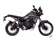 Watercolor Yamaha Tenere 700 black motorcycle - oryginal artwork by Vart. Painting by Vart Studio Watercolor Yamaha Tenere 700 black motorcycle - oryginal artwork by Vart. Painting by Vart Studio