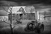 Weathered Barn and Old Farmall Tractor in Black and White Photograph by Randall Nyhof Weathered Barn and Old Farmall Tractor in Black and White Photograph by Randall Nyhof