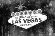 Welcome To Las Vegas Sign Black and White Photograph by Carol Japp