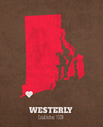 Westerly Rhode Island City Map Founded 1669 Brown University Color Palette Mixed Media by Design Turnpike