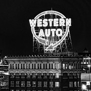 Western Auto Glow In Black And White - Kansas City Photograph by Gregory Ballos Western Auto Glow In Black And White - Kansas City Photograph by Gregory Ballos