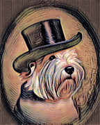 Westie in a Top Hat Charcoal Ai Art by AI Digital