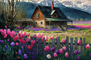 Where The Tulips Grow Painting by Tina LeCour Where The Tulips Grow Painting by Tina LeCour