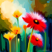 Whimsical Flowers Digital Art by Cindy's Creative Corner