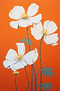 White and Yellow Flowers Against a Burnt Orange Backdrop Painting by Lourry Legarde White and Yellow Flowers Against a Burnt Orange Backdrop Painting by Lourry Legarde