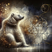 White Bear Geometry Digital Art by Elisabeth Lucas
