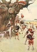 White Ear and Peter 1912, Fox hideout Drawing by Cecil Aldin