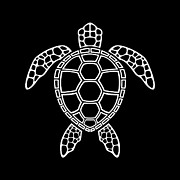 White Outline Sea Turtle Design  Digital Art by John Schwegel