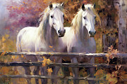 White Stallions Painting by Tina LeCour White Stallions Painting by Tina LeCour
