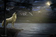 White wolf howling Digital Art by Dejan Travica