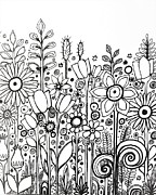 Wild Garden Drawing by Robin Mead
