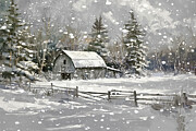 Winter At The Farm Painting by Tina LeCour Winter At The Farm Painting by Tina LeCour