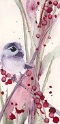 Winter Chickadee Painting by Dawn Derman Winter Chickadee Painting by Dawn Derman
