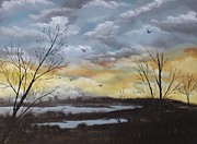 Winter Fire Painting by Berlynn