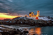 Winter Morning, Nubble Light Photograph by Jeff Sinon Winter Morning, Nubble Light Photograph by Jeff Sinon