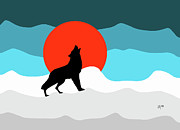 Winter Wolf Silhouette-Howing at the Harvest Moon Mixed Media by Shelli Fitzpatrick Winter Wolf Silhouette-Howing at the Harvest Moon Mixed Media by Shelli Fitzpatrick