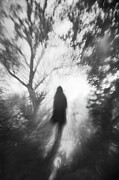 Woman in the Forest - Pinhole-Inspired Art Black and White Digital Art by Matthias Hauser