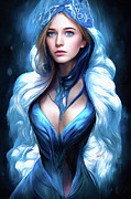 Woman Portrait 02 Blue Frost Lady Digital Art by Matthias Hauser