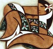 Woman Wearing Hawaiian Print Dress Art Print Painting by Tommervik