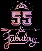 Women 55 Years Old And Fabulous Happy 55th Birthday product Digital Art by Art Grabitees