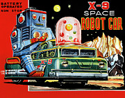 X-9 Space Robot Car Drawing by Vintage Toy Posters