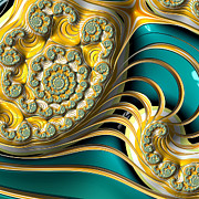 Yellow Blue Fractal Digital Art by Bonnie Brun