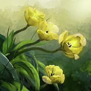 Yellow Tulips  Digital Art by Lois Bryan