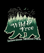 Yellowstone National Park Enthusiast Merch for Hiking and Digital Art by Maximus Designs