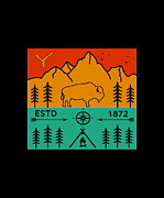 Yellowstone National Park Estd 1872 Digital Art by Tinh Tran Le Thanh