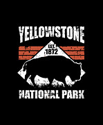 Yellowstone National Part Est 1872 Vintage Digital Art by Tinh Tran Le Thanh