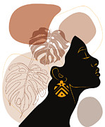 Young beautiful african american woman with stylish tribal round earrings womens day Natural Beauty Drawing by Mounir Khalfouf
